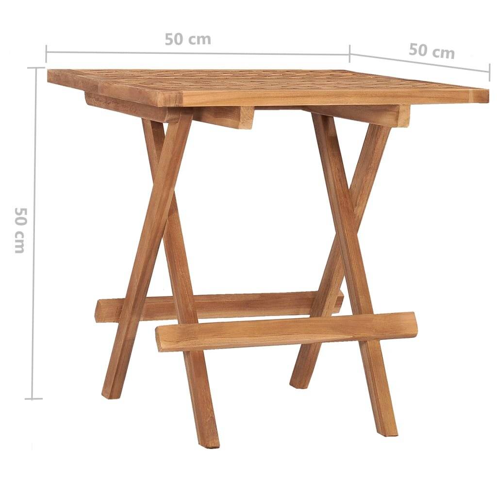 vidaXL Klappbarer Gartentisch 50x50x50 cm Teak Massivholz-6