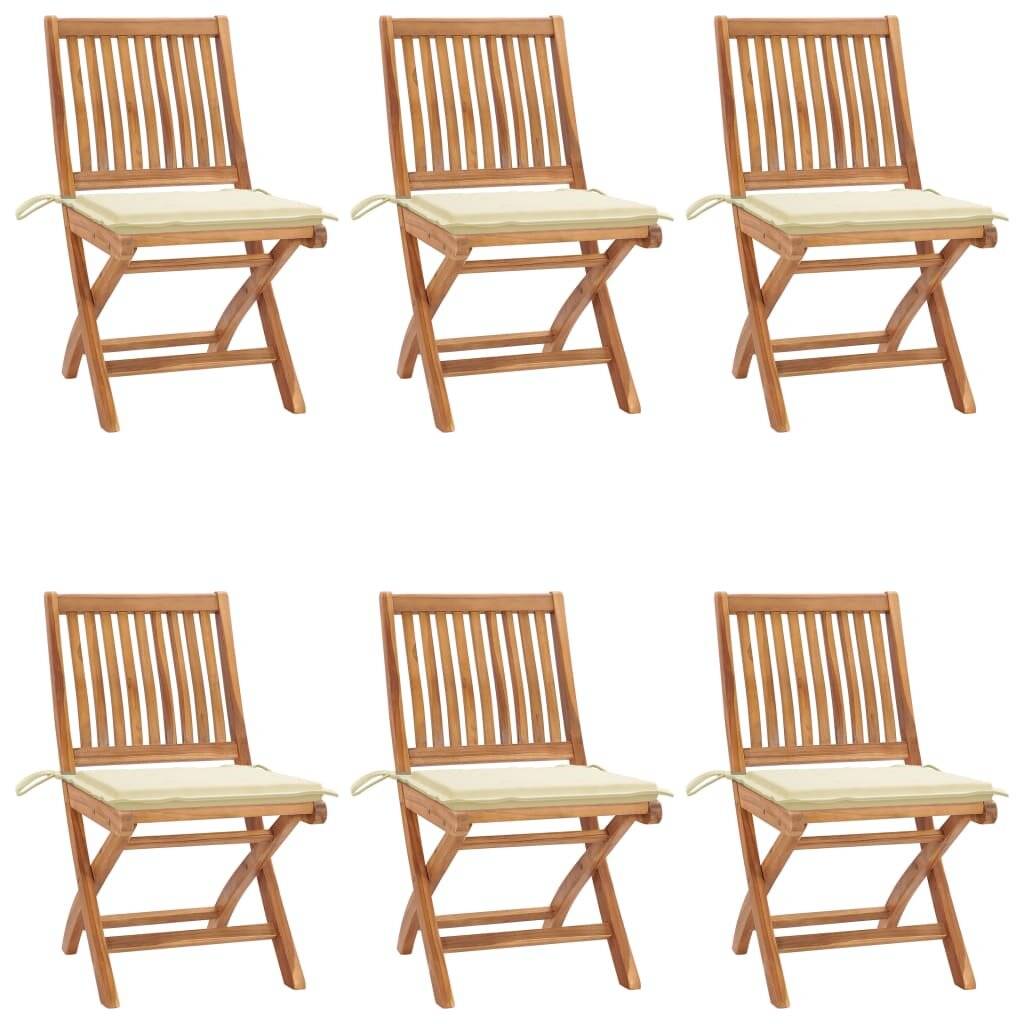 Klappbare Gartenstühle mit Kissen 6 Stk. Massivholz Teak-0