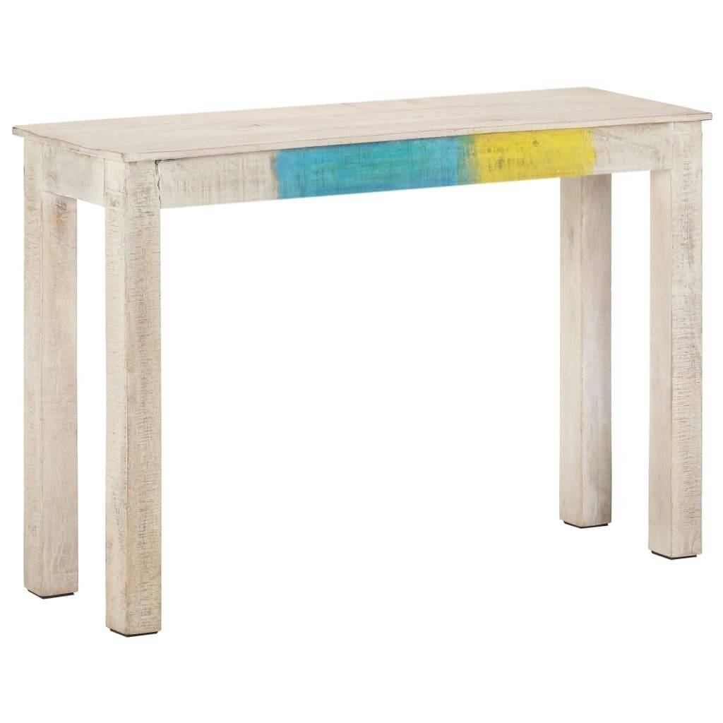 Konsolentisch Weiß 115x35x77 cm Raues Mangoholz-2