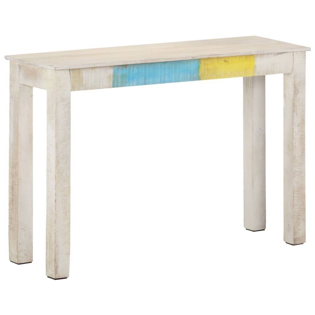 Konsolentisch Weiß 115x35x77 cm Raues Mangoholz-3