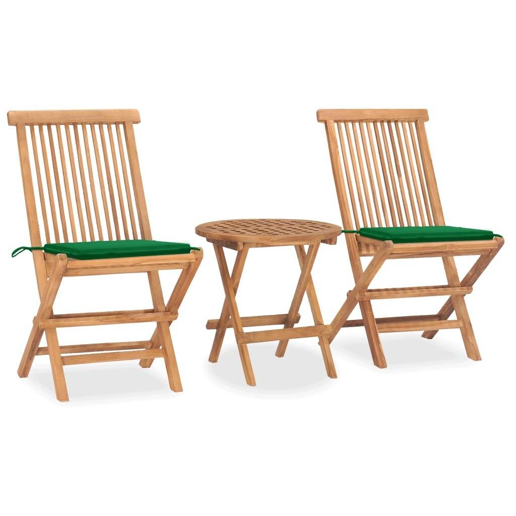 3-tlg. Garten-Essgruppe mit Kissen Klappbar Massivholz Teak-0