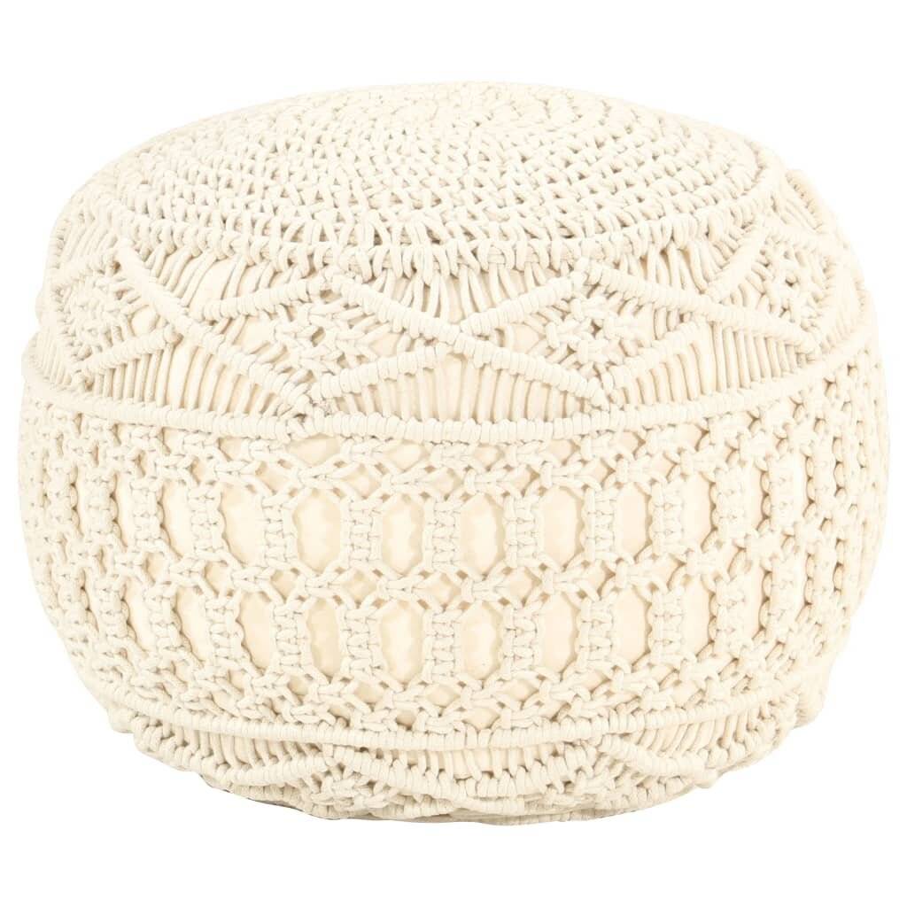 vidaXL Makramee Sitzpuff Handgefertigt 45x30 cm Baumwolle-5