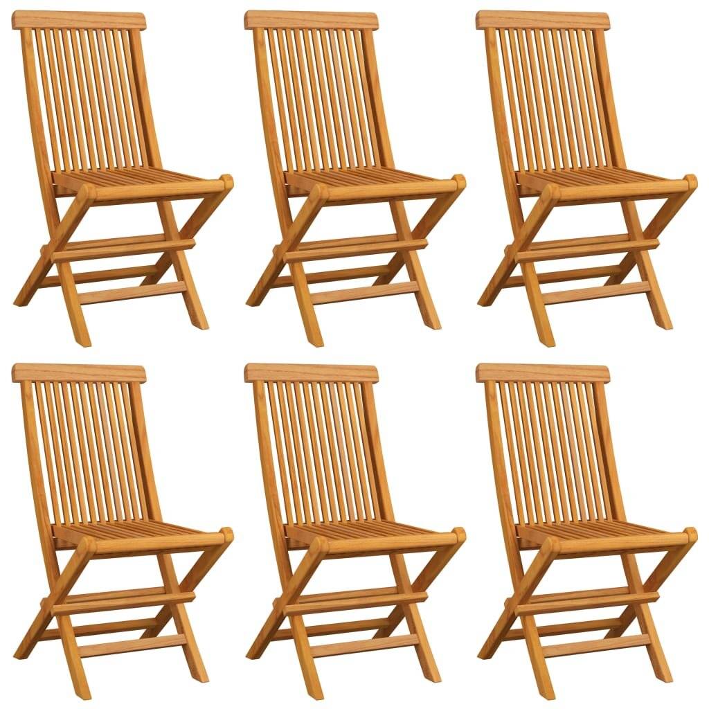 Gartenstühle mit Beige Kissen 6 Stk. Massivholz Teak-3