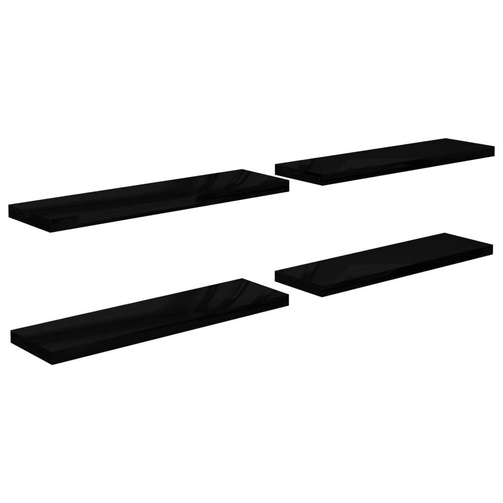 Wandregale Schwebend 4 Stk. Hochglanz-Schwarz 90x23,5x3,8cm MDF-1