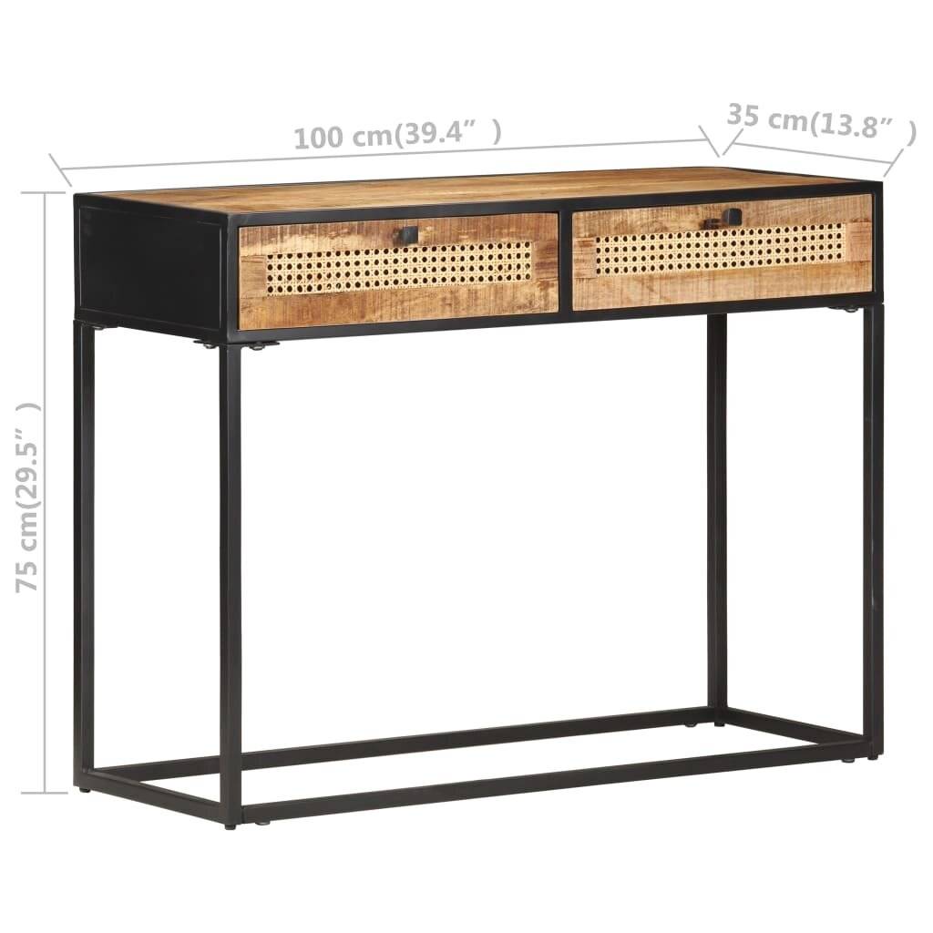 vidaXL Konsolentisch 100x35x75 cm Raues Mangoholz und Rohrgeflecht-6