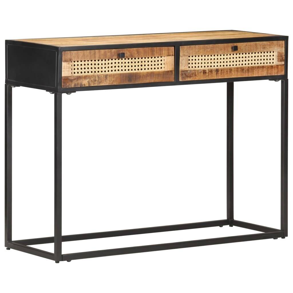 Symbolbild für vidaXL Konsolentisch 100x35x75 cm Raues Mangoholz und Rohrgeflecht