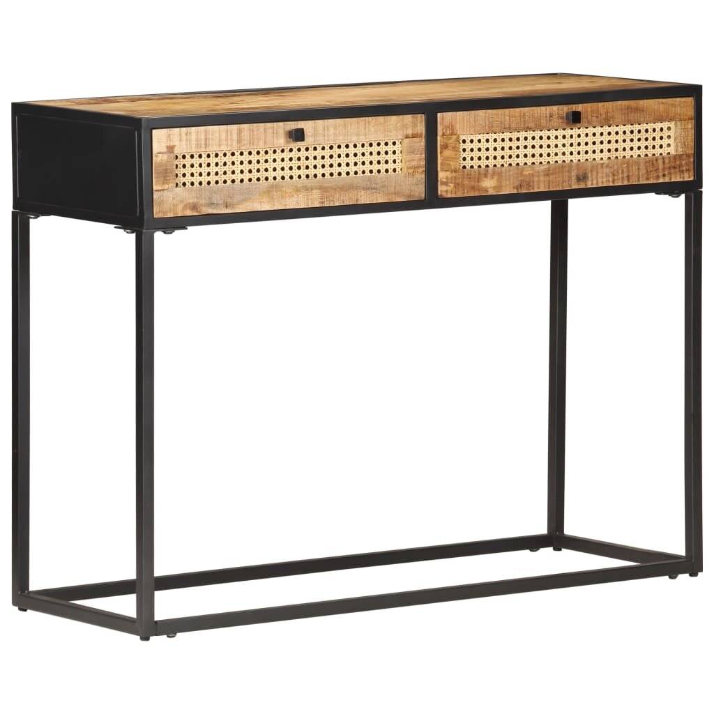 Symbolbild für vidaXL Konsolentisch 100x35x75 cm Raues Mangoholz und Rohrgeflecht
