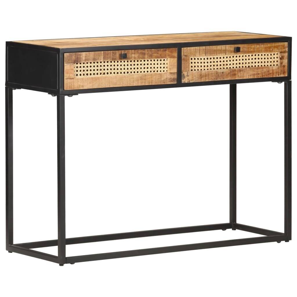Symbolbild für vidaXL Konsolentisch 100x35x75 cm Raues Mangoholz und Rohrgeflecht