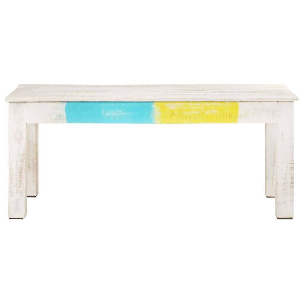 Couchtisch Weiß 110x60x45 cm Massivholz Mango-1