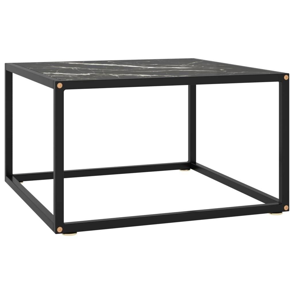 Beistelltisch Schwarz mit Schwarzer Marmor-Optik Glas-5