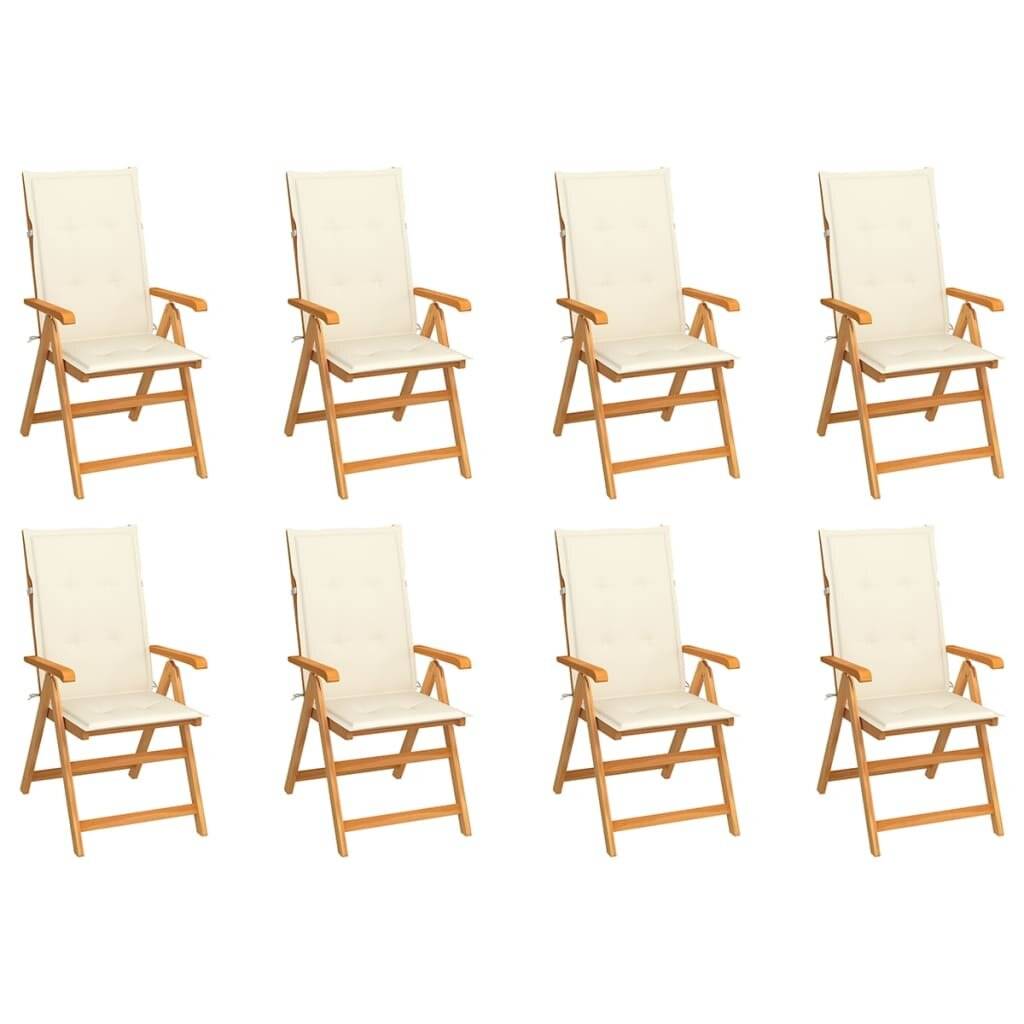 Garten-Liegestühle mit Kissen 8 Stk. Massivholz Teak-0