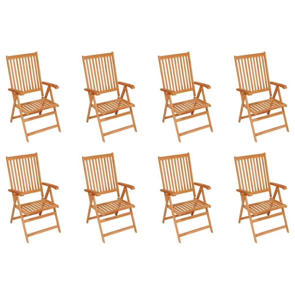 Garten-Liegestühle mit Kissen 8 Stk. Massivholz Teak-1