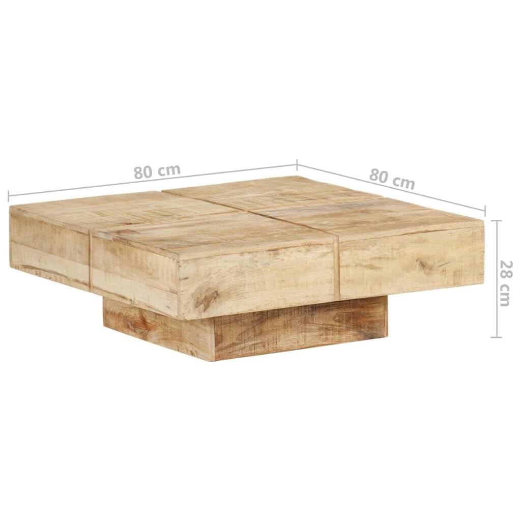 Couchtisch 80x80x28 cm Massivholz Mango-5