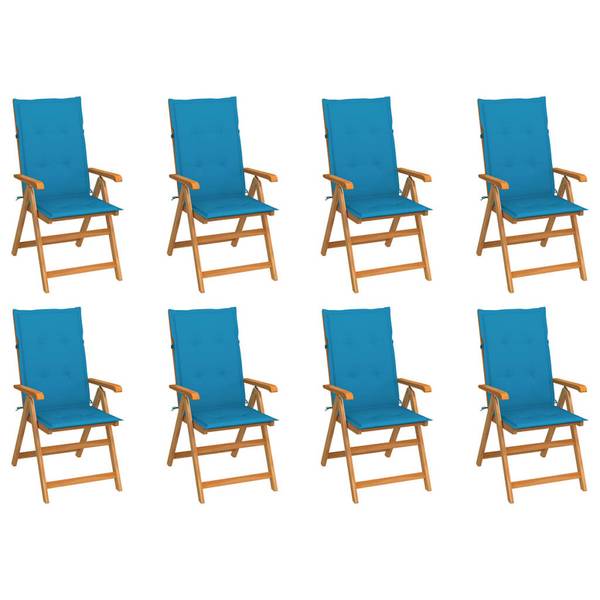Garten-Liegestühle mit Kissen 8 Stk. Massivholz Teak