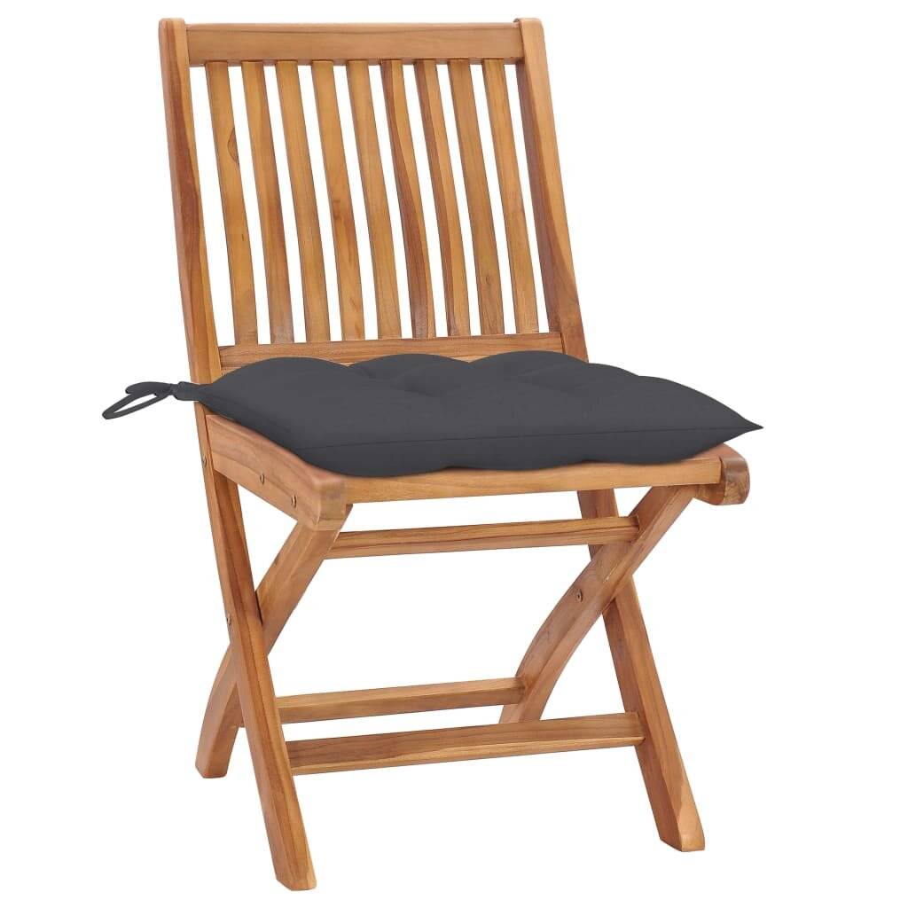 Gartenstühle 2 Stk. mit Anthrazit Kissen Massivholz Teak-1