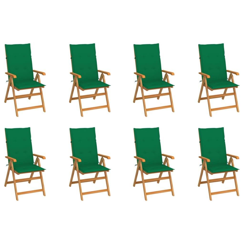 Garten-Liegestühle mit Kissen 8 Stk. Massivholz Teak-0
