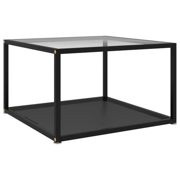 Beistelltisch Transparent und Schwarz 60x60x35 cm Hartglas