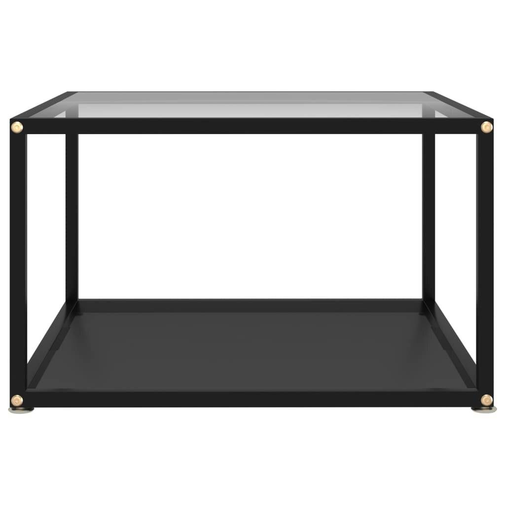 Beistelltisch Transparent und Schwarz 60x60x35 cm Hartglas-1