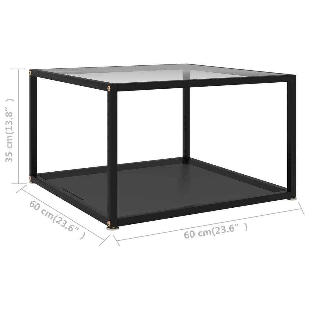 Beistelltisch Transparent und Schwarz 60x60x35 cm Hartglas-4