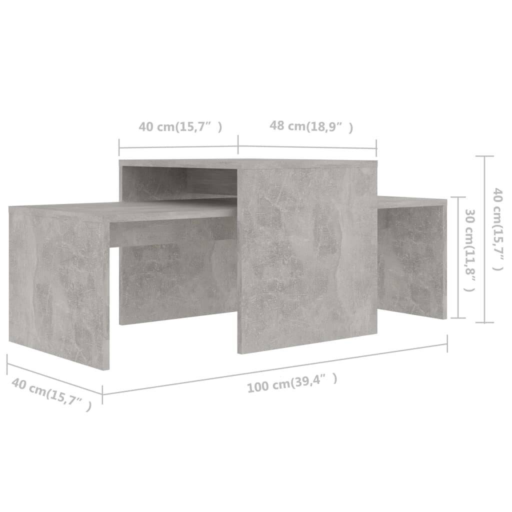 Couchtisch-Set Betongrau 100 x 48 x 40 cm Spanplatte-6