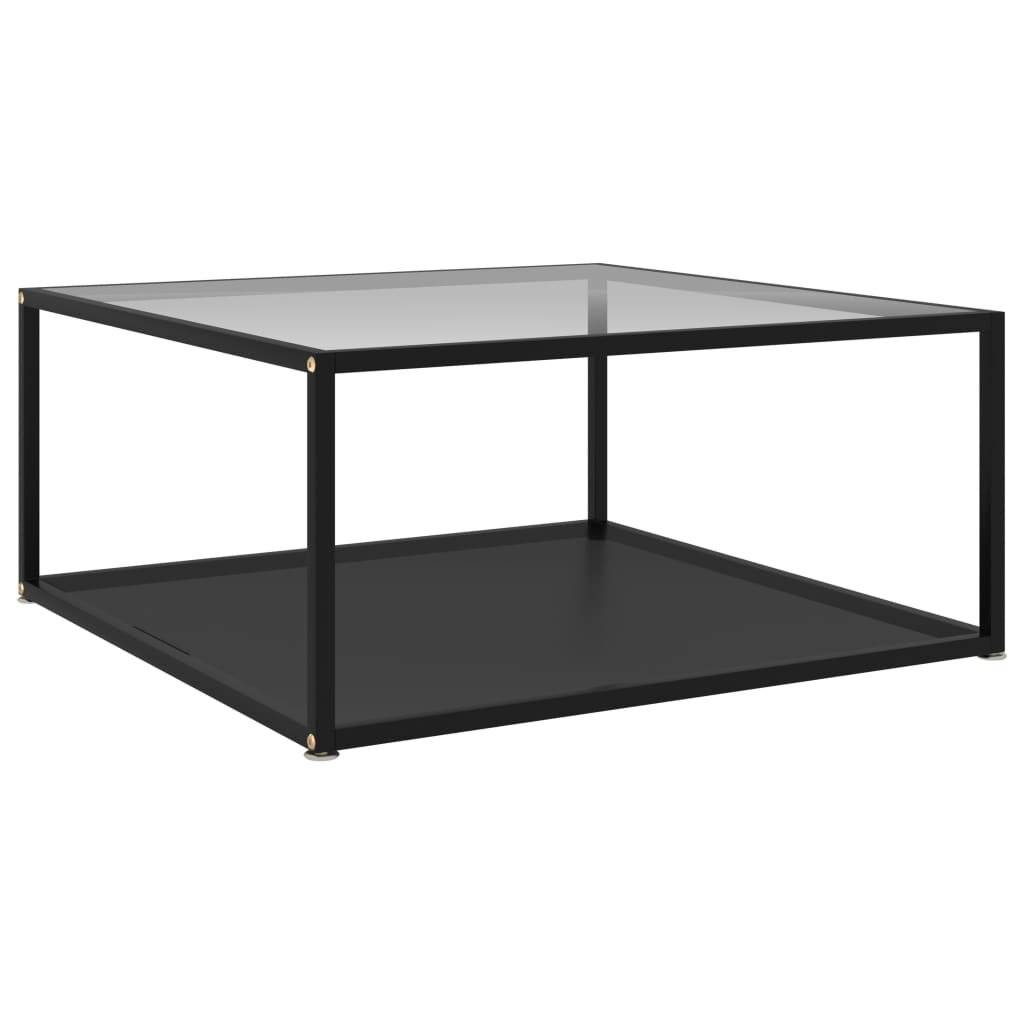 Beistelltisch Transparent und Schwarz 80x80x35 cm Hartglas-0