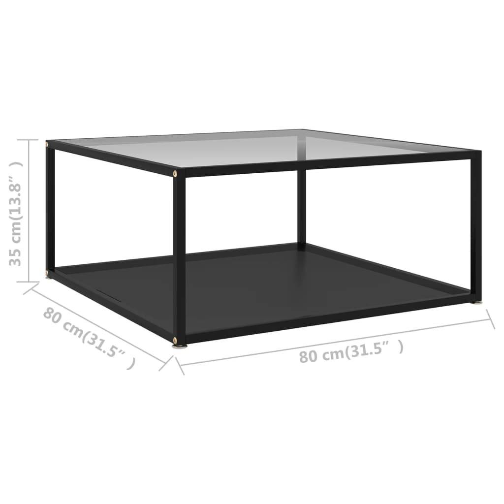 Beistelltisch Transparent und Schwarz 80x80x35 cm Hartglas-4
