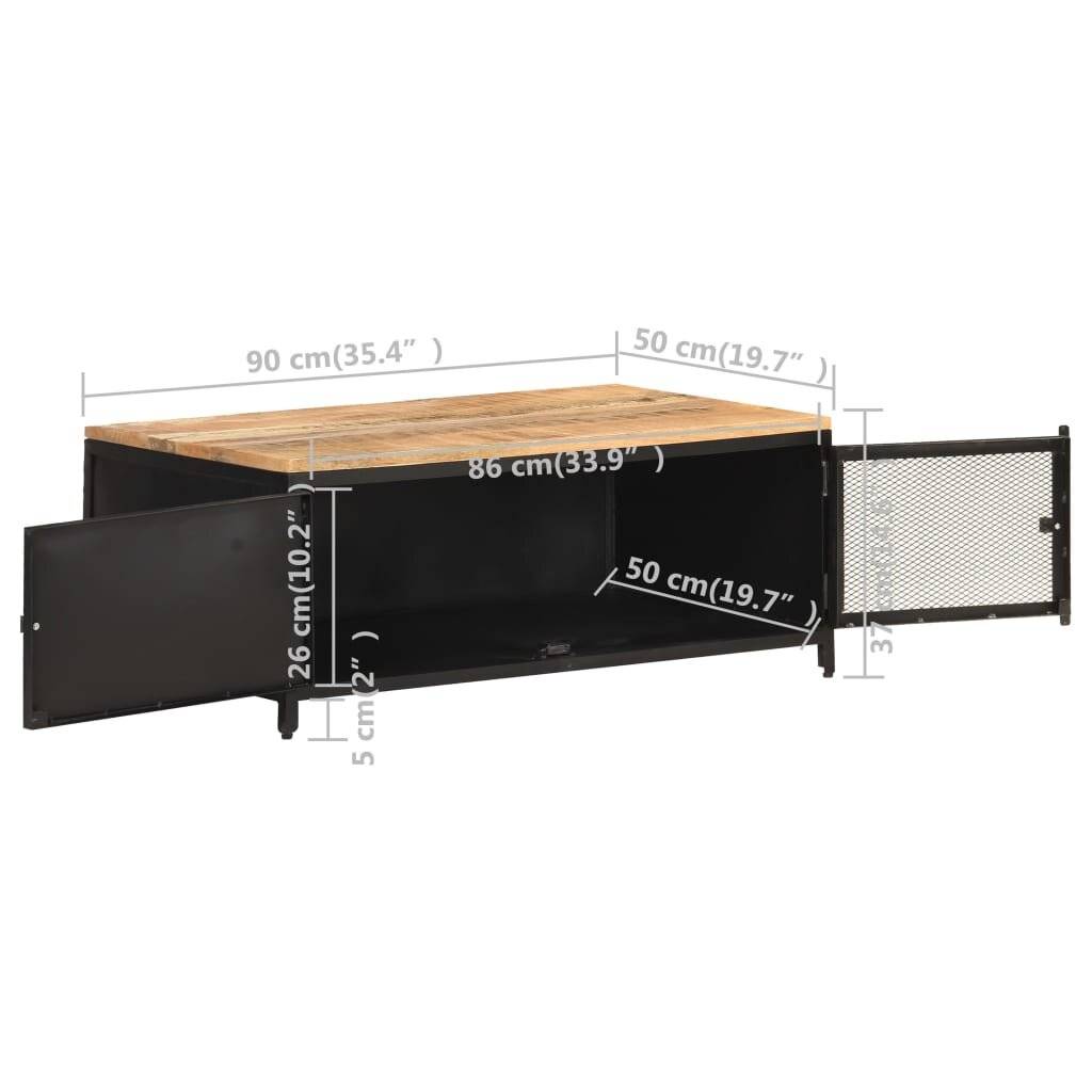 Couchtisch 90x50x37 cm Raues Mango-Massivholz-6