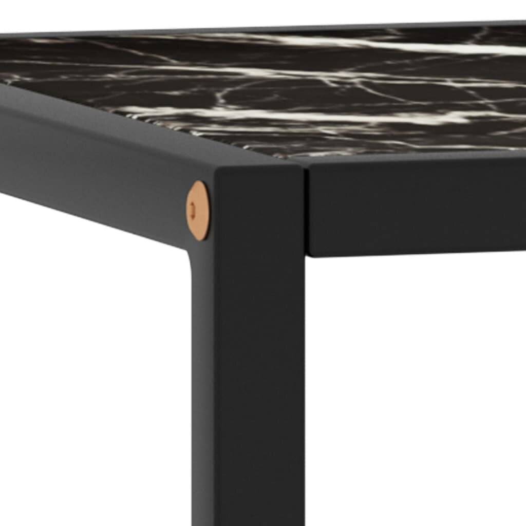 Beistelltisch Schwarz mit Glas in Marmor-Optik 40x40x50 cm-1