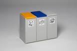 Kunststoff-Container, Volumen 40 l, 3-fach, lichtgrau, ohne Deckel, BxTxH 760x405x570 mm