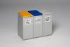 Kunststoff-Container, Volumen 40 l, 3-fach, lichtgrau, ohne Deckel, BxTxH 760x405x570 mm