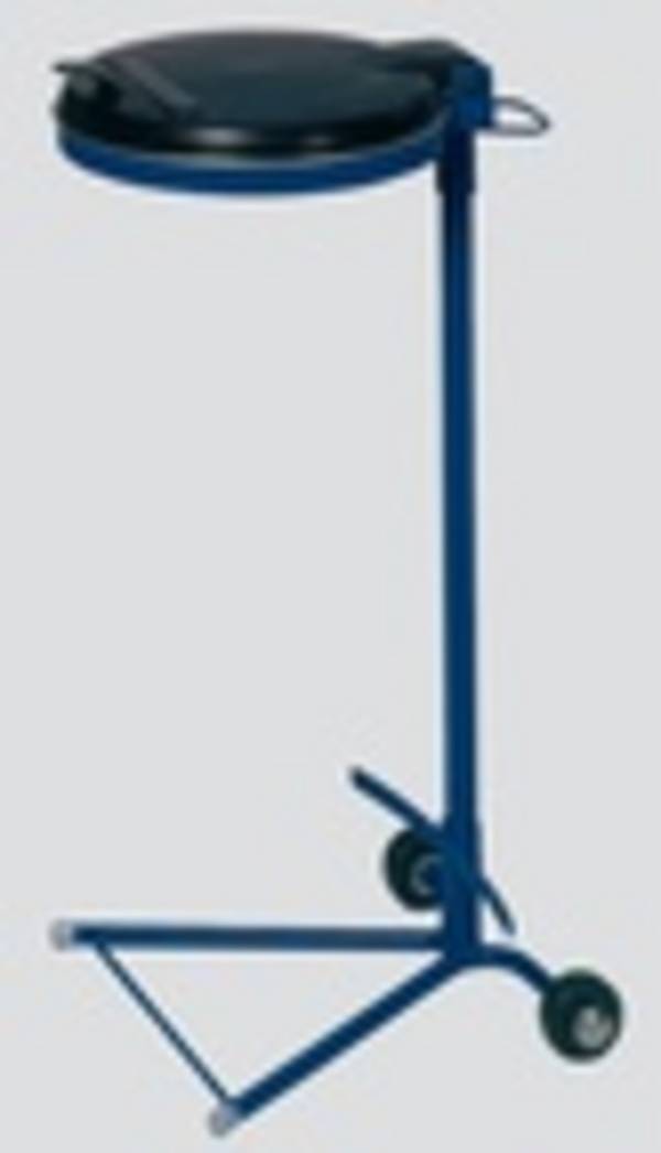 Müllsackständer mit 2 Rollen - für 1 120 l Säcke - 980 x 460 x 500 mm (HxBxT) - enzianblau - Deckel Kunststoff, schwarz