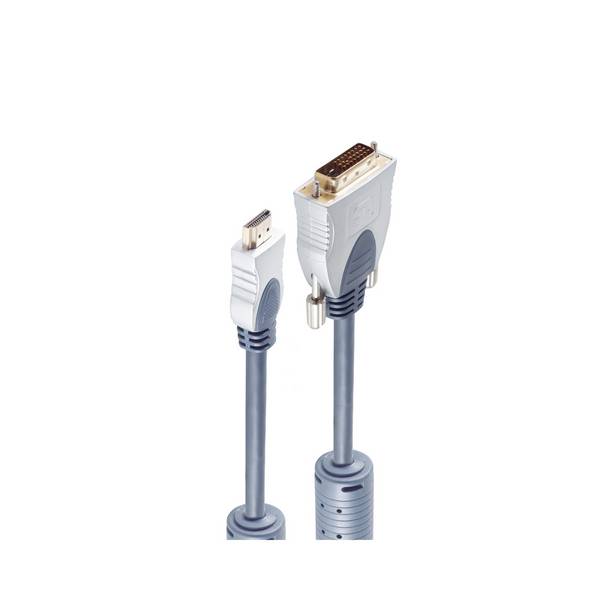 HDMI / DVI-D 24+1 Video-Kabel, 2x Ferrit, vergoldete Kontakte, 1,50m