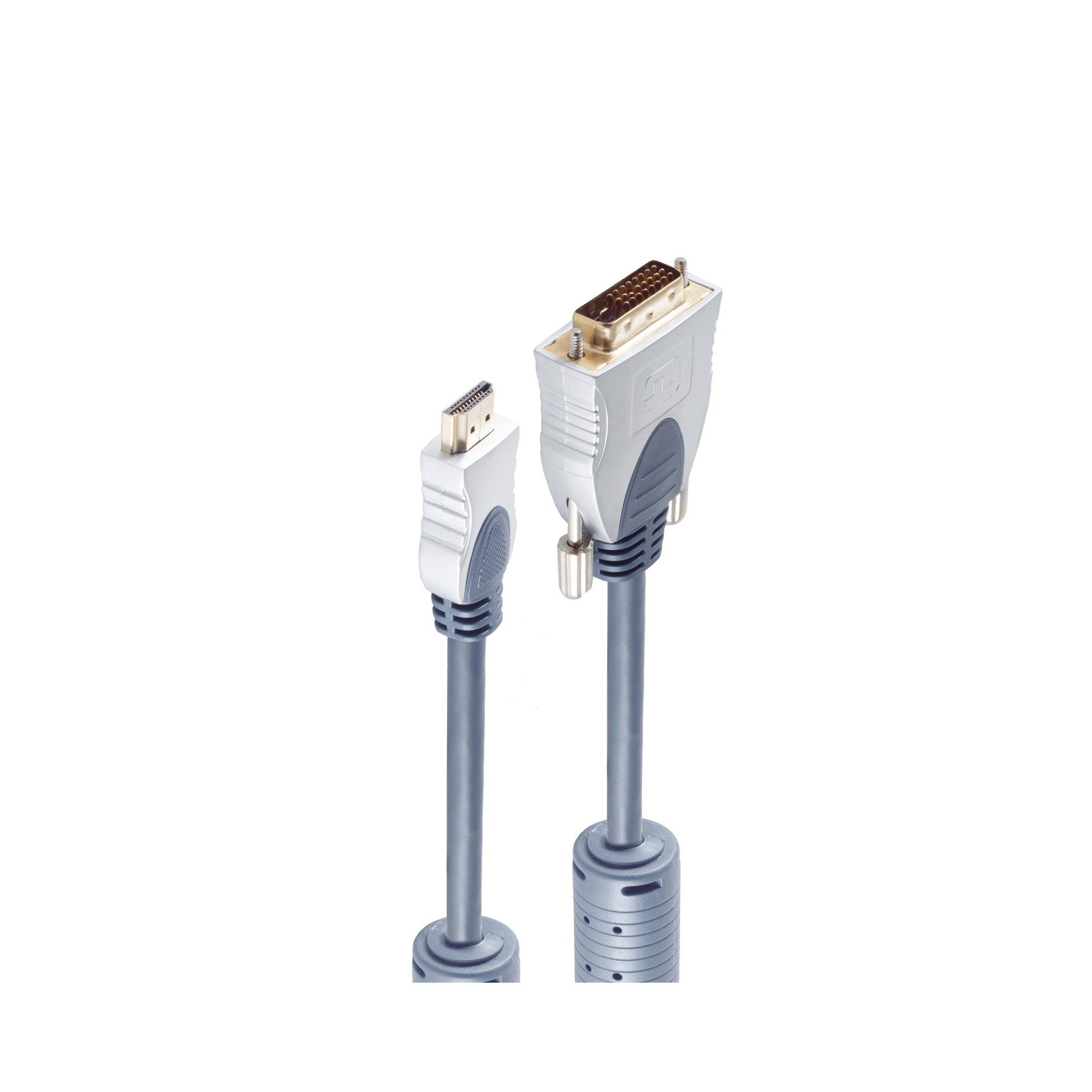 HDMI / DVI-D 24+1 Video-Kabel, 2x Ferrit, vergoldete Kontakte, 1m-0