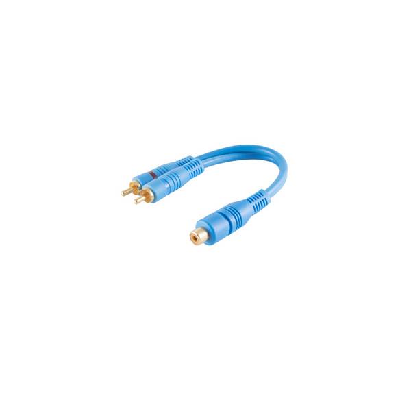 Cinchkupplung / 2 Cinchstecker, blau 0,2m