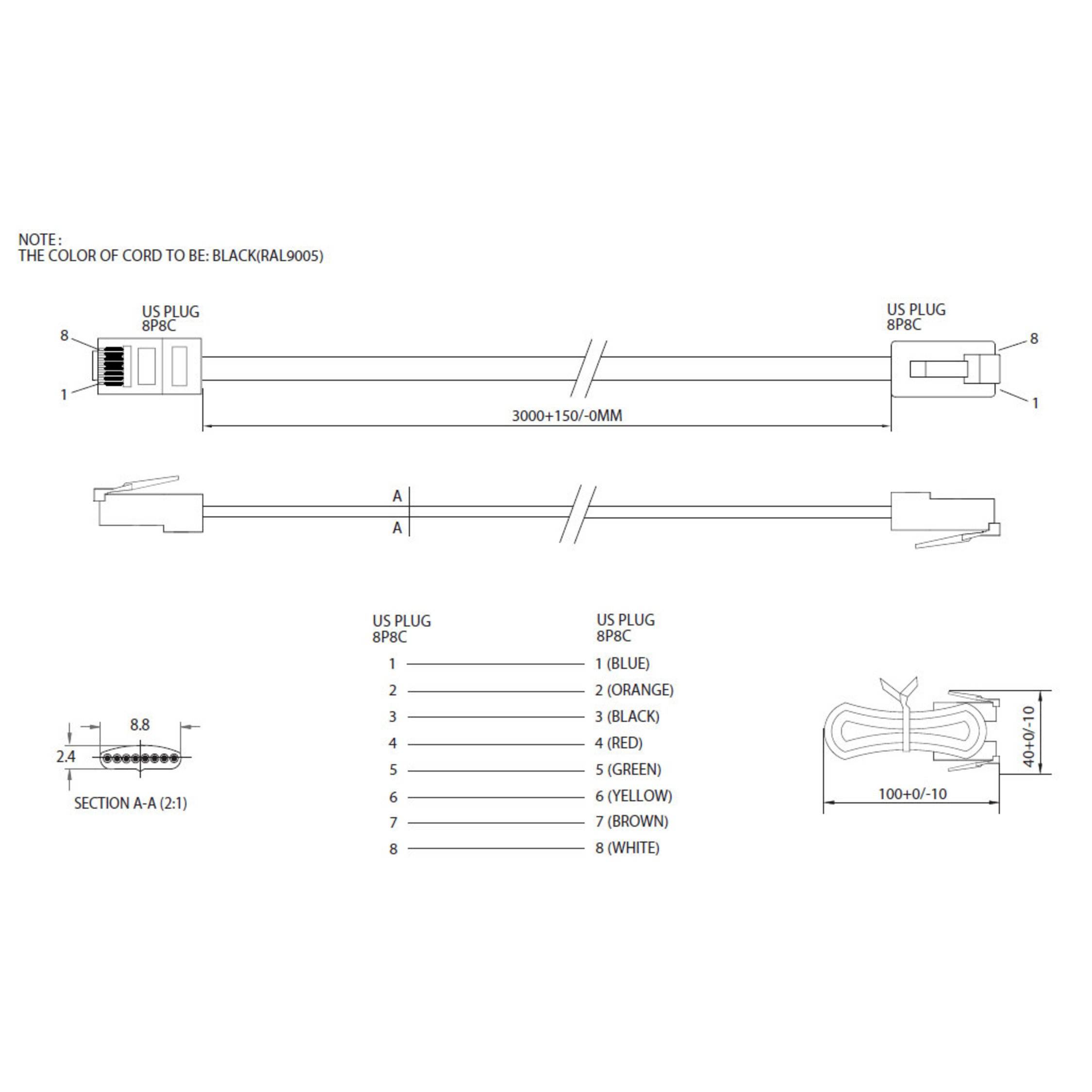 Western-Stecker 8/8 / Western-Stecker 8/8 3m-1
