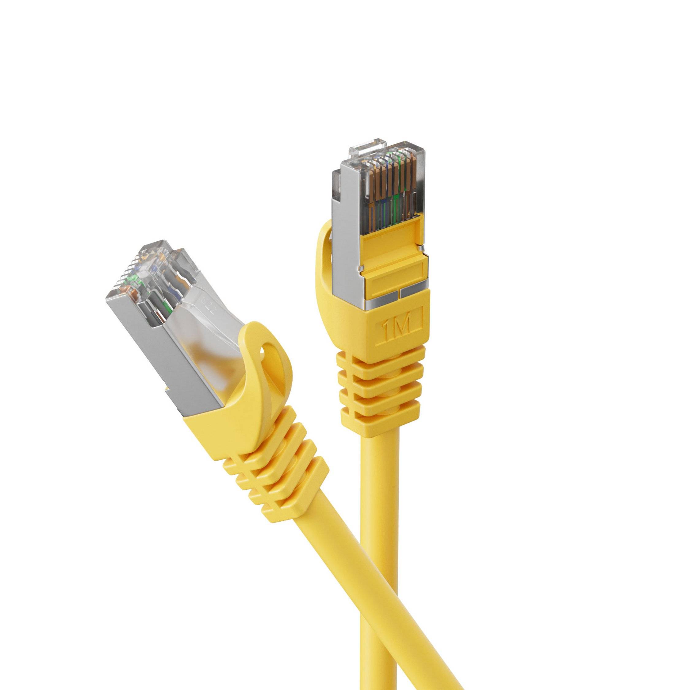 RJ45 Patchkabel m. CAT 7 Rohkabel PIMF gelb 10m-1