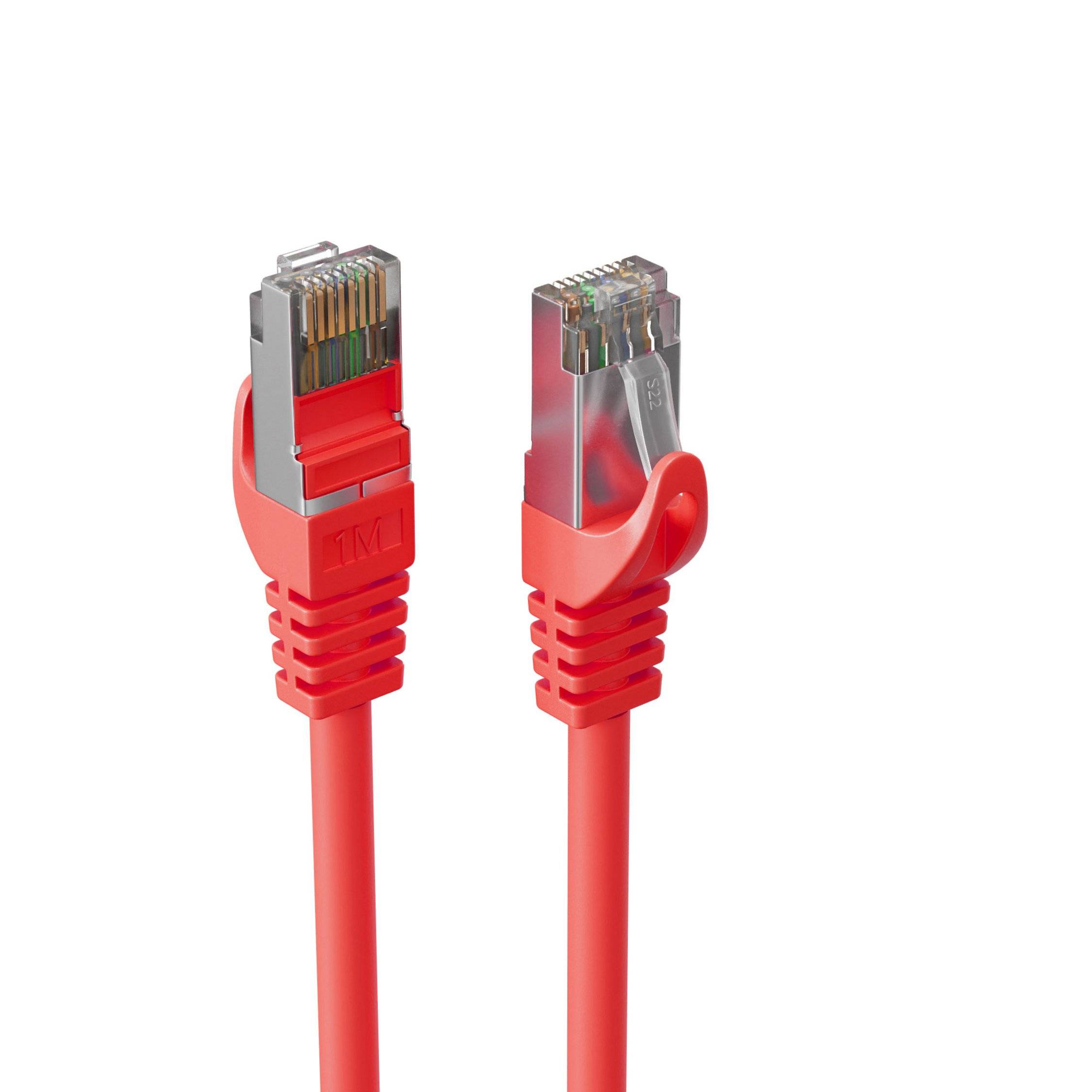 RJ45 Patchkabel m. CAT 7 Rohkabel PIMF rot 30m-3