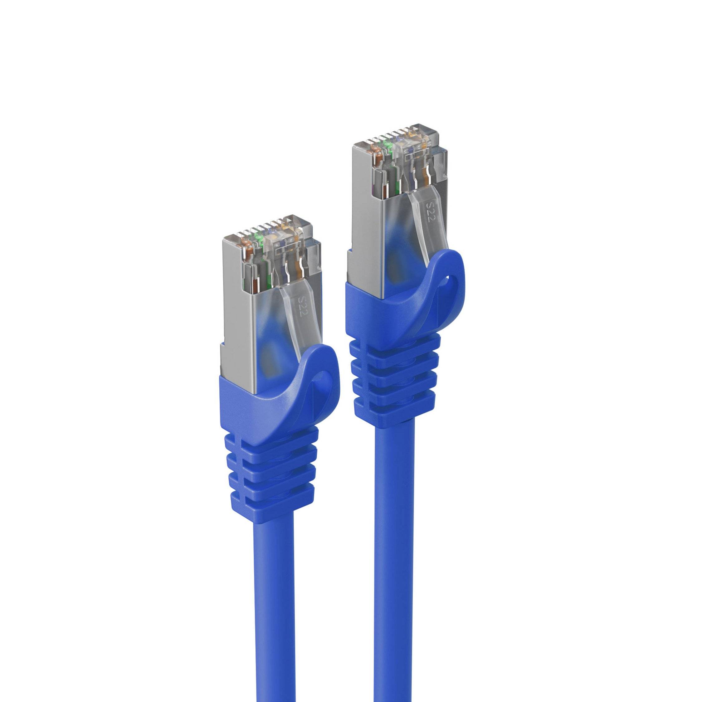 RJ45 Patchkabel m. CAT 7 Rohkabel PIMF blau 0,5m