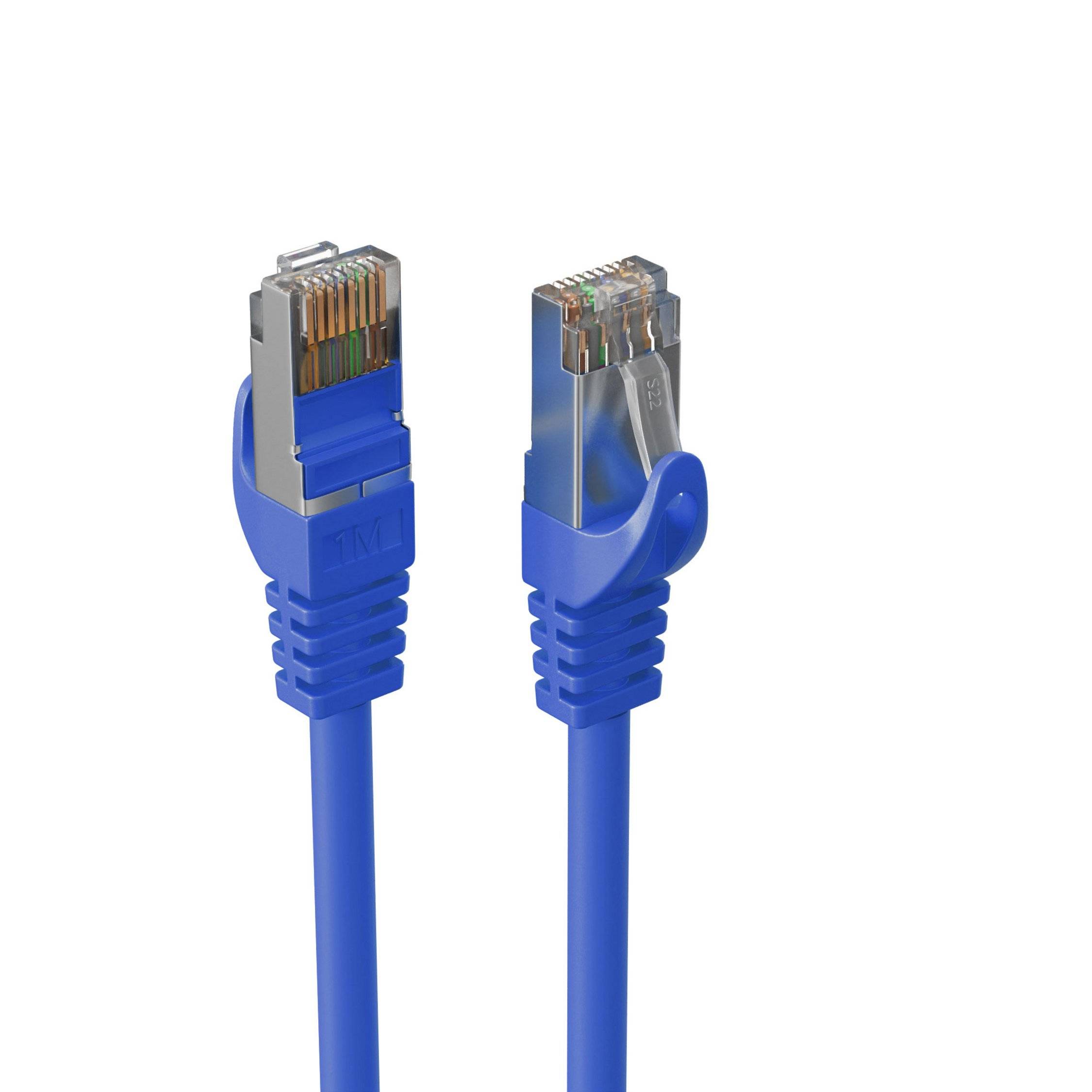 RJ45 Patchkabel m. CAT 7 Rohkabel PIMF blau 0,5m-3