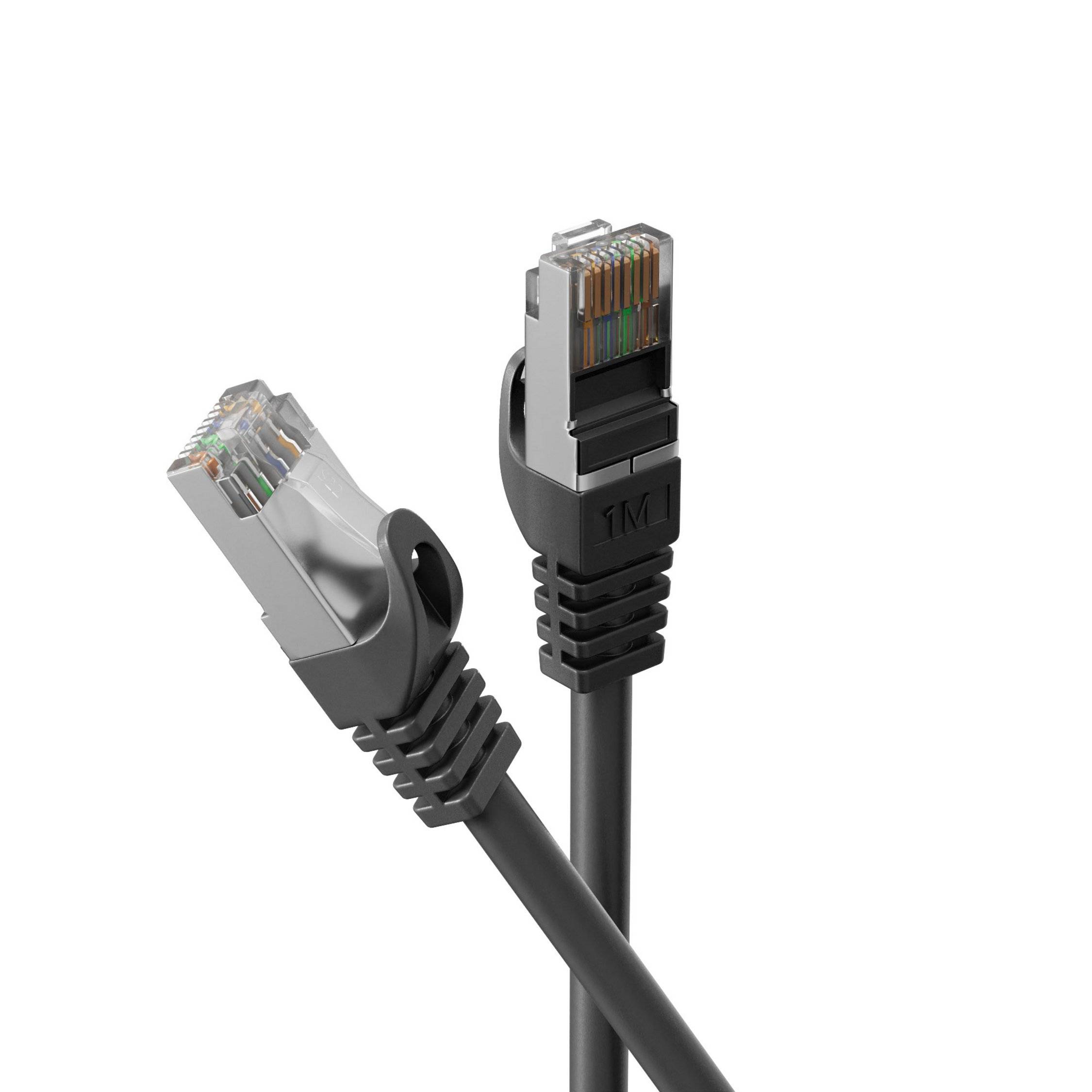 RJ45 Patchkabel m. CAT 7 Rohkabel PIMF schwarz 3m-1