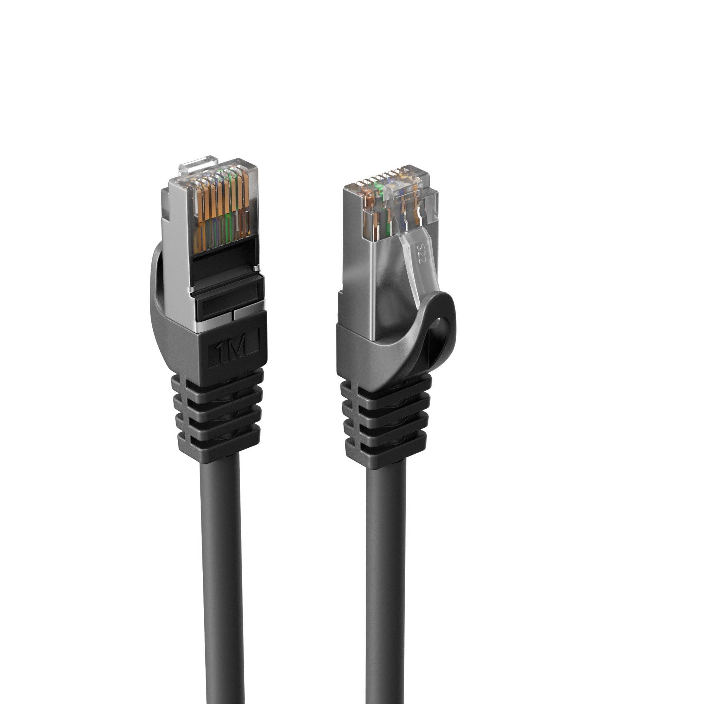 RJ45 Patchkabel m. CAT 7 Rohkabel PIMF schwarz 3m-3