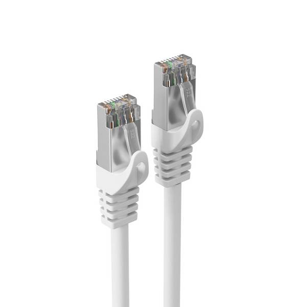 RJ45 Patchkabel m. CAT 7 Rohkabel PIMF weiß 0,5m