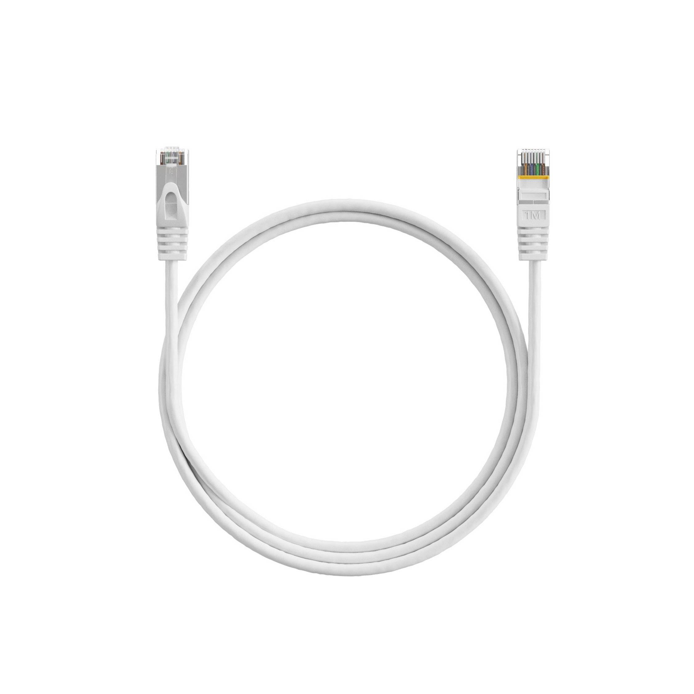 RJ45 Patchkabel m. CAT 7 Rohkabel PIMF weiß 0,5m-4