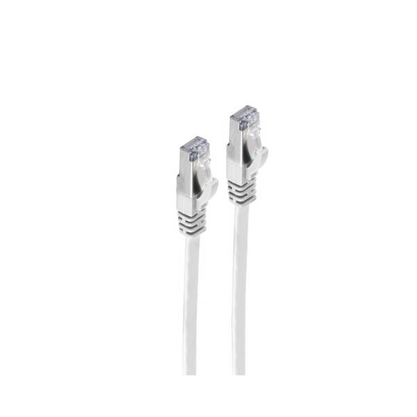 RJ45 Flachkabel m. CAT 7 Rohkabel slim weiß 0,5m