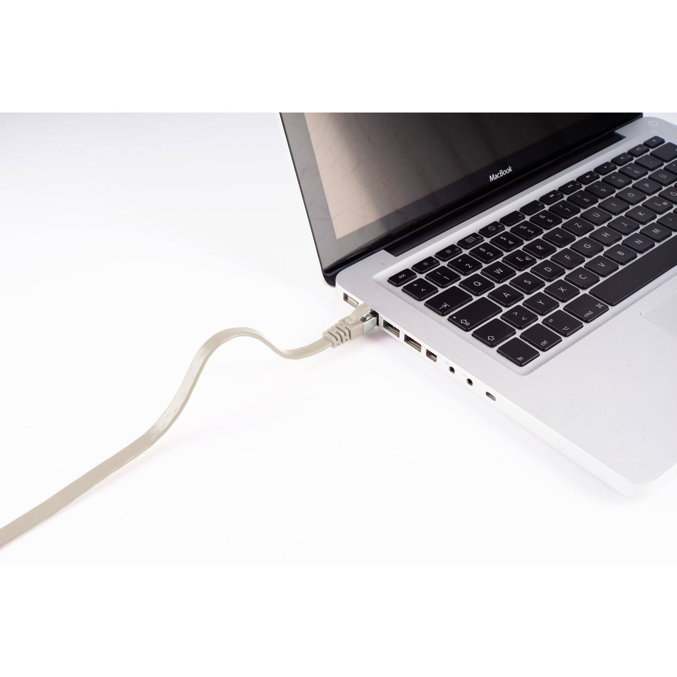 RJ45 Flachkabel m. CAT 7 Rohkabel slim 0,5m-1