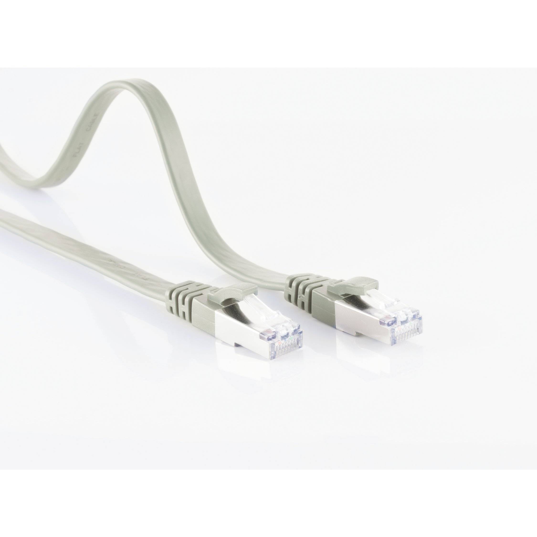 RJ45 Flachkabel m. CAT 7 Rohkabel slim 0,5m-2