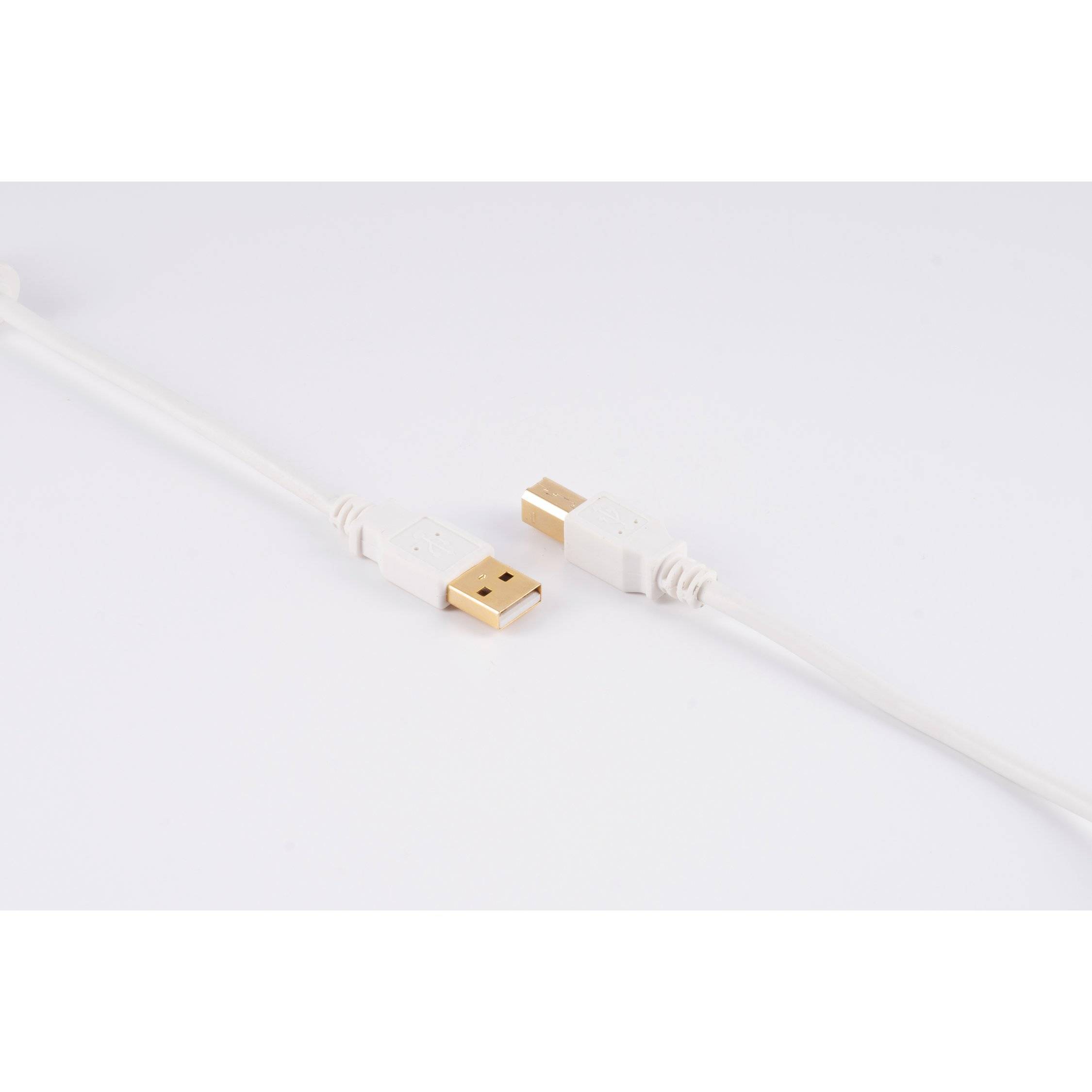 USB Kabel A St.+Ferrit/ B St. verg. 2.0 weiß 1,8m-1