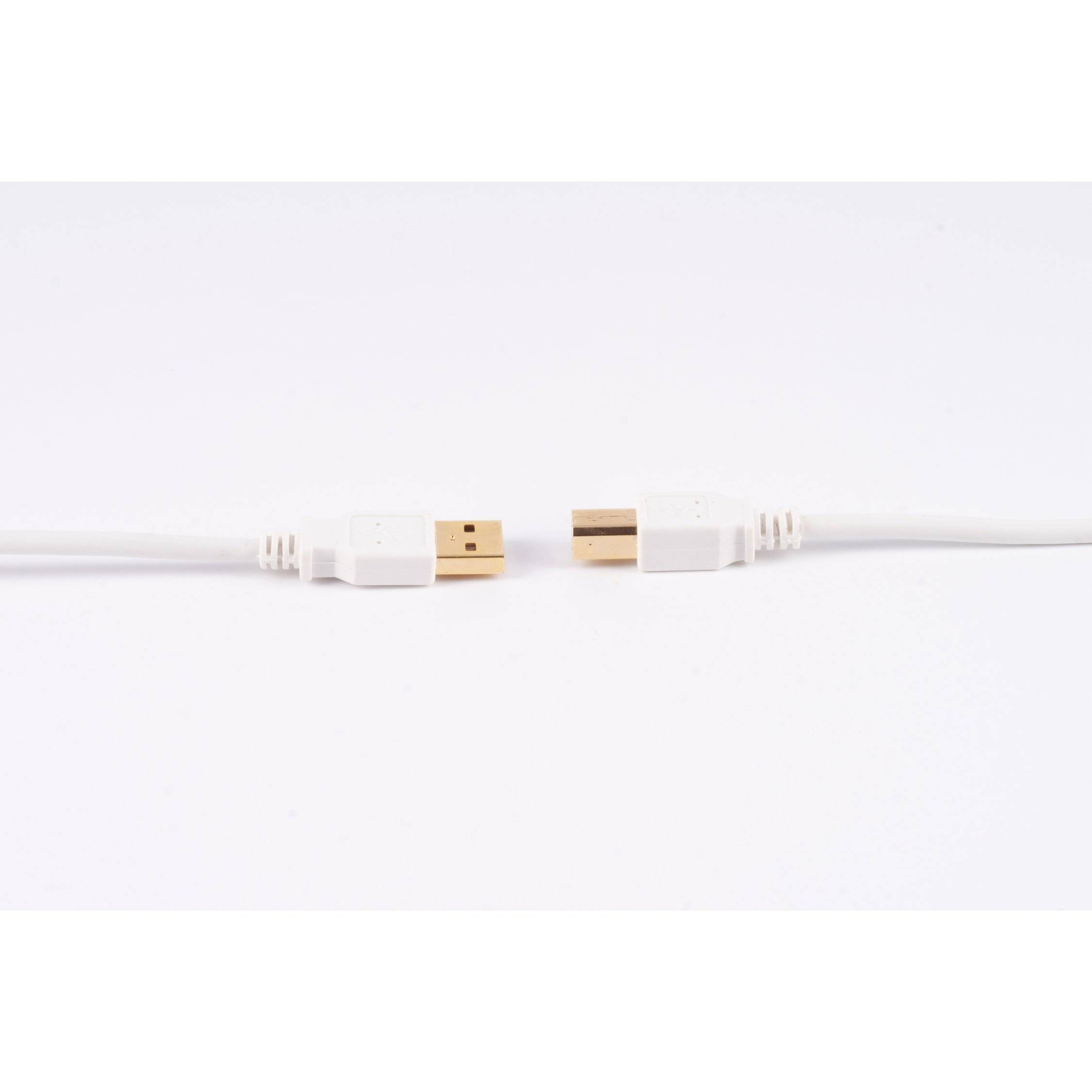 USB Kabel A St.+Ferrit/ B St. verg. 2.0 weiß 1,8m-2