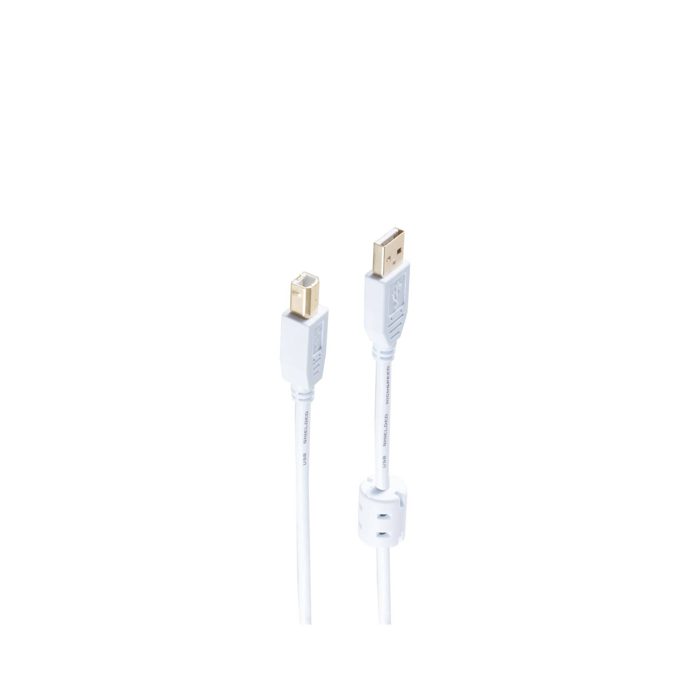 USB Kabel A St.+Ferrit/ B St. verg. 2.0 weiß 1,8m-0