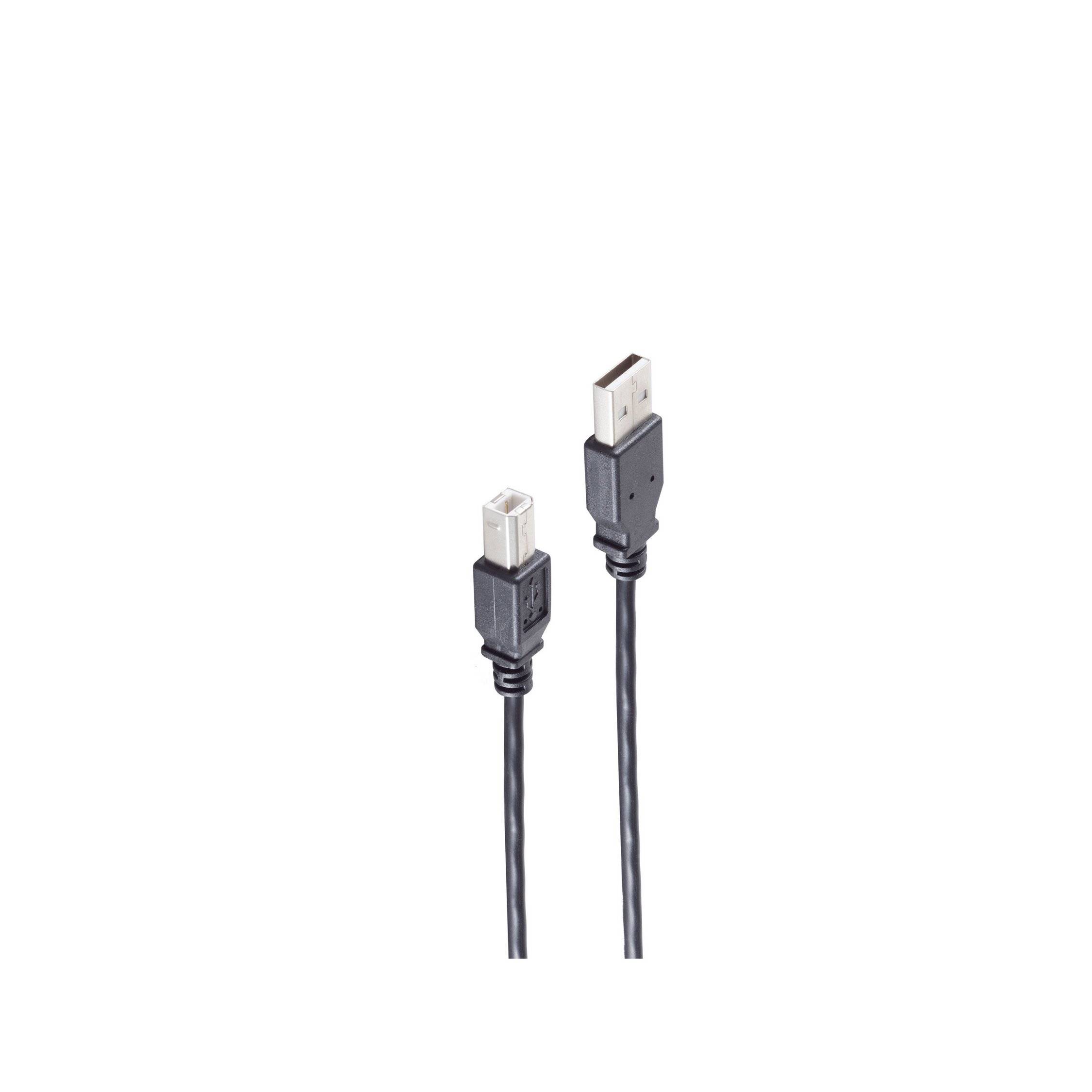 USB High Speed 2.0 Kabel, A/B Stecker, USB 2.0, schwarz, 0,5m-0